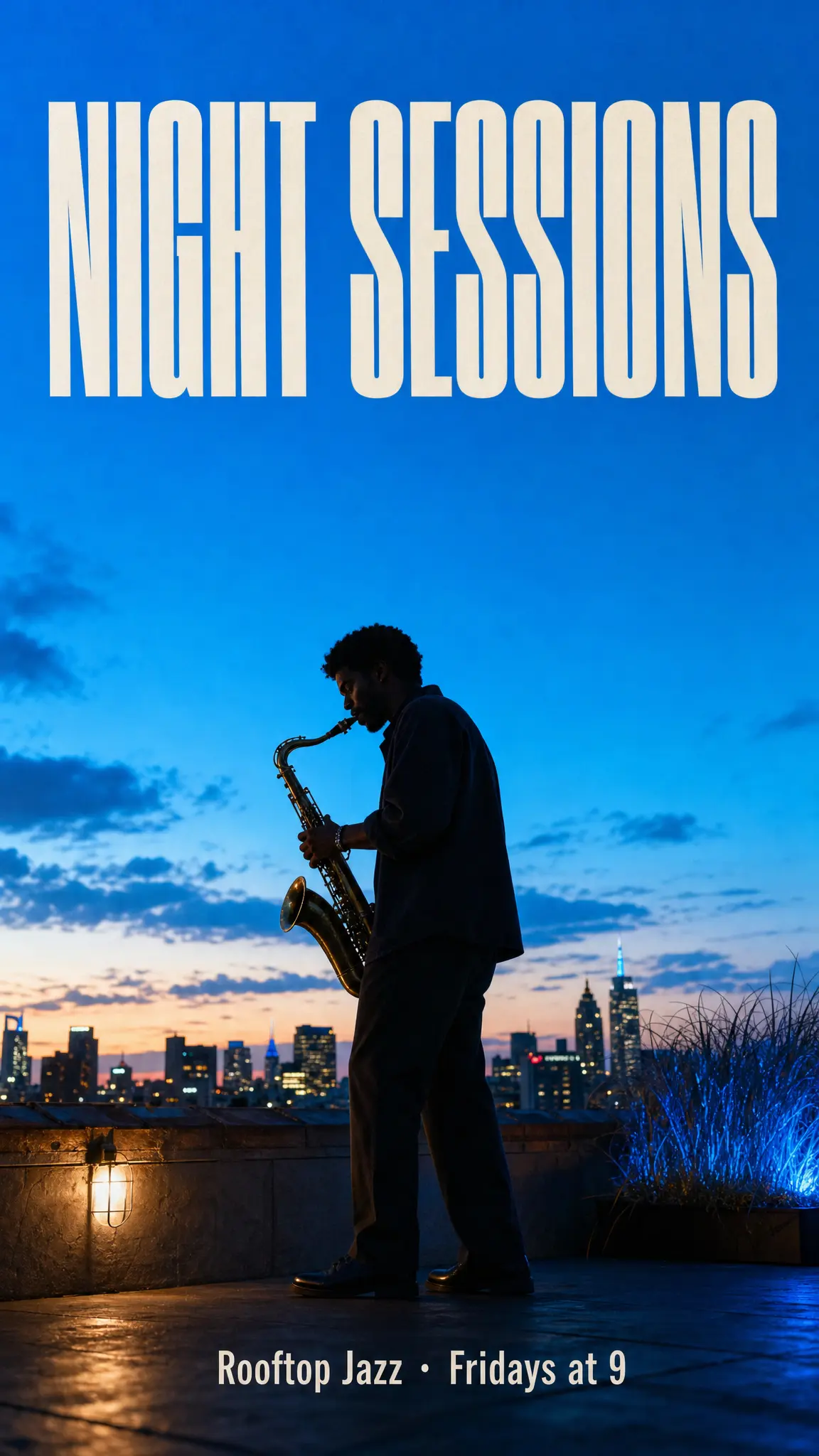 A jazz night poster that reads Night Sessions