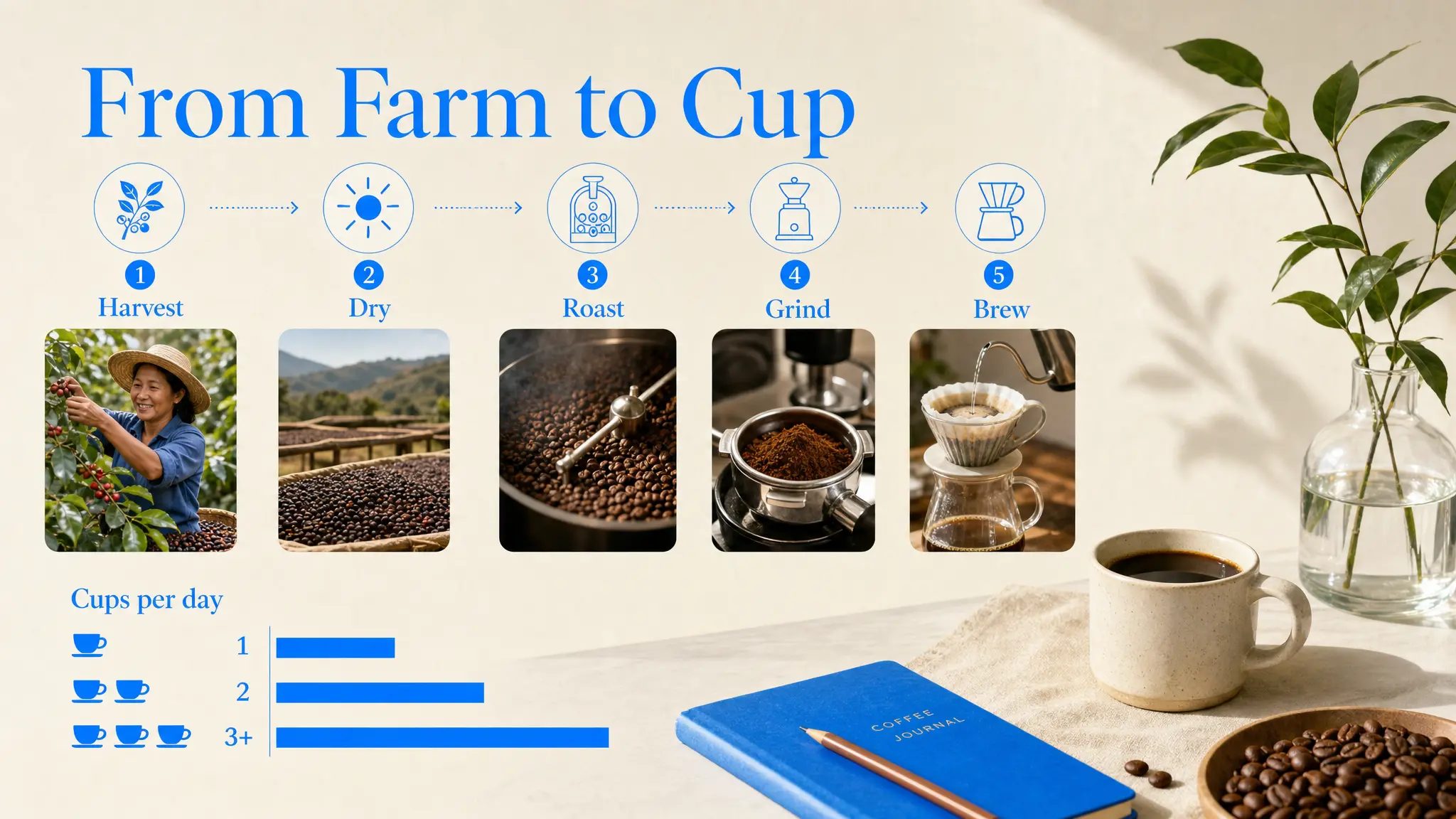 An infographic that reads From Farm to Cup