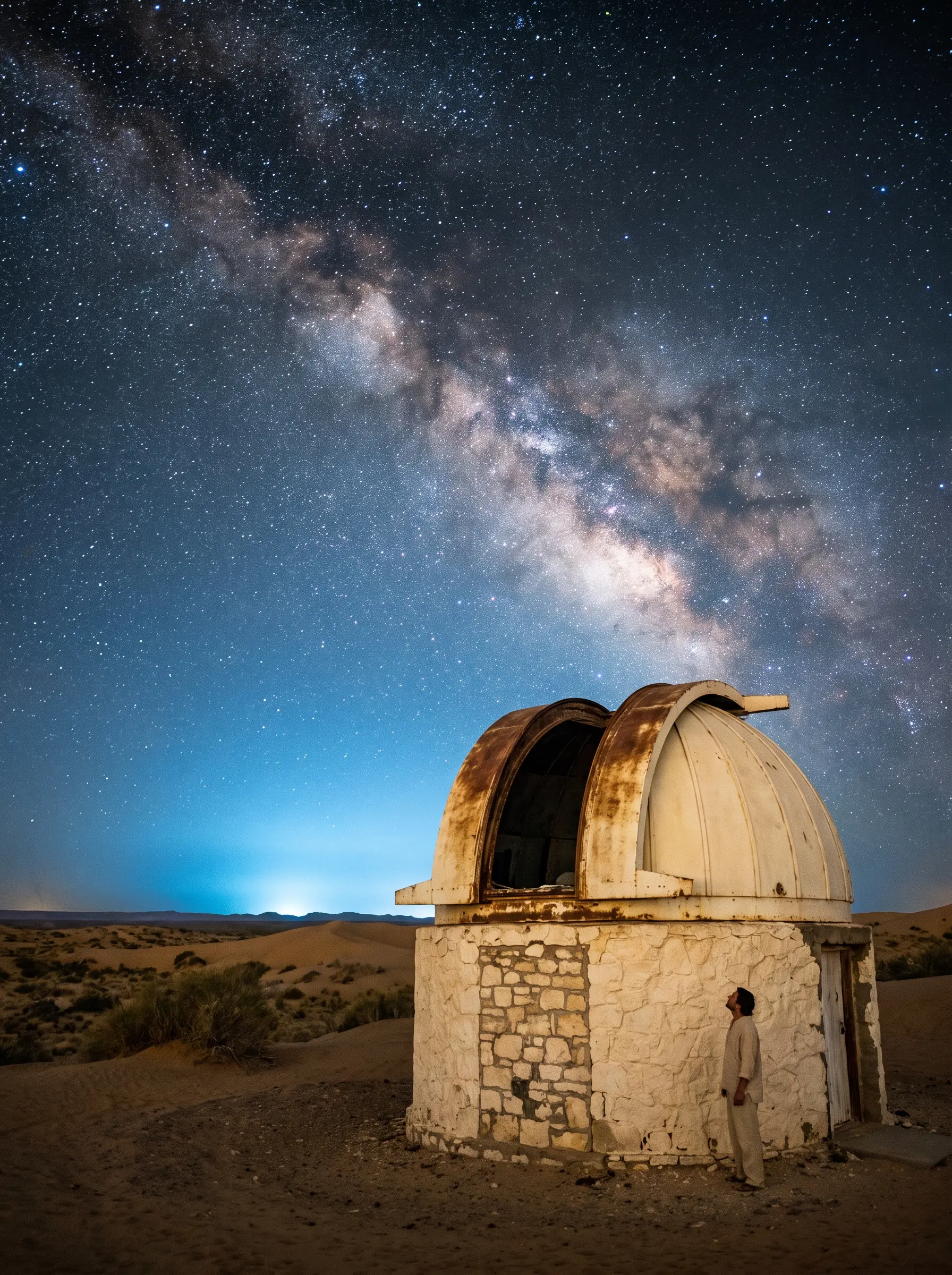 A desert observatory dome under the Milky Way