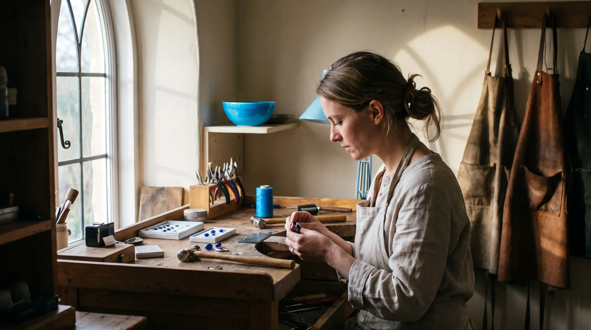An editorial photograph of a jewellery atelier