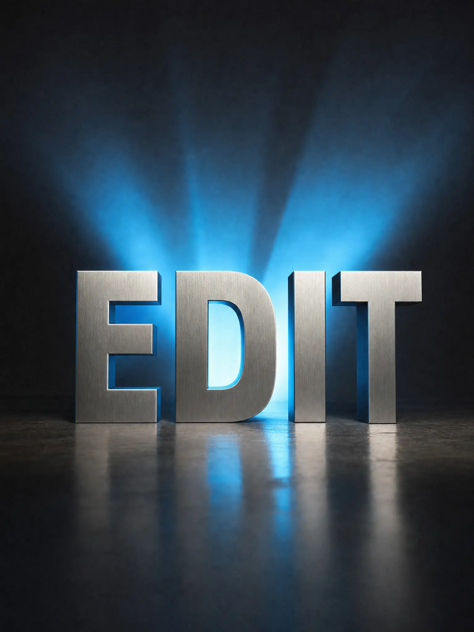 The word Edit in brushed platinum letters