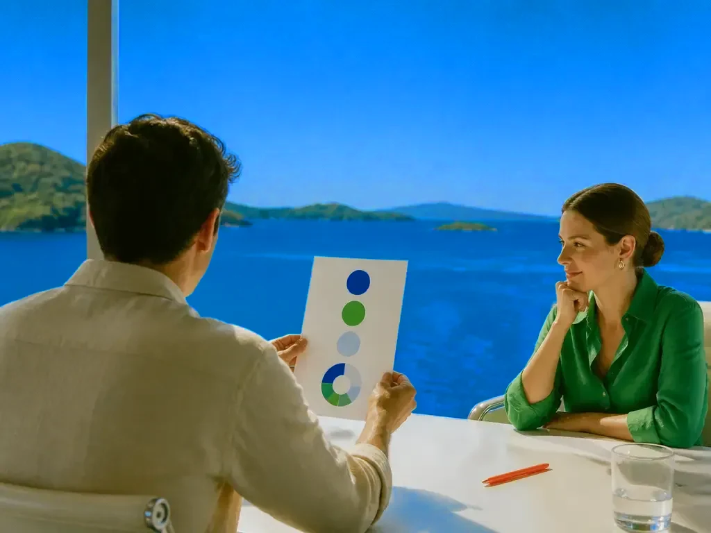 A consultant presenting a one-page summary