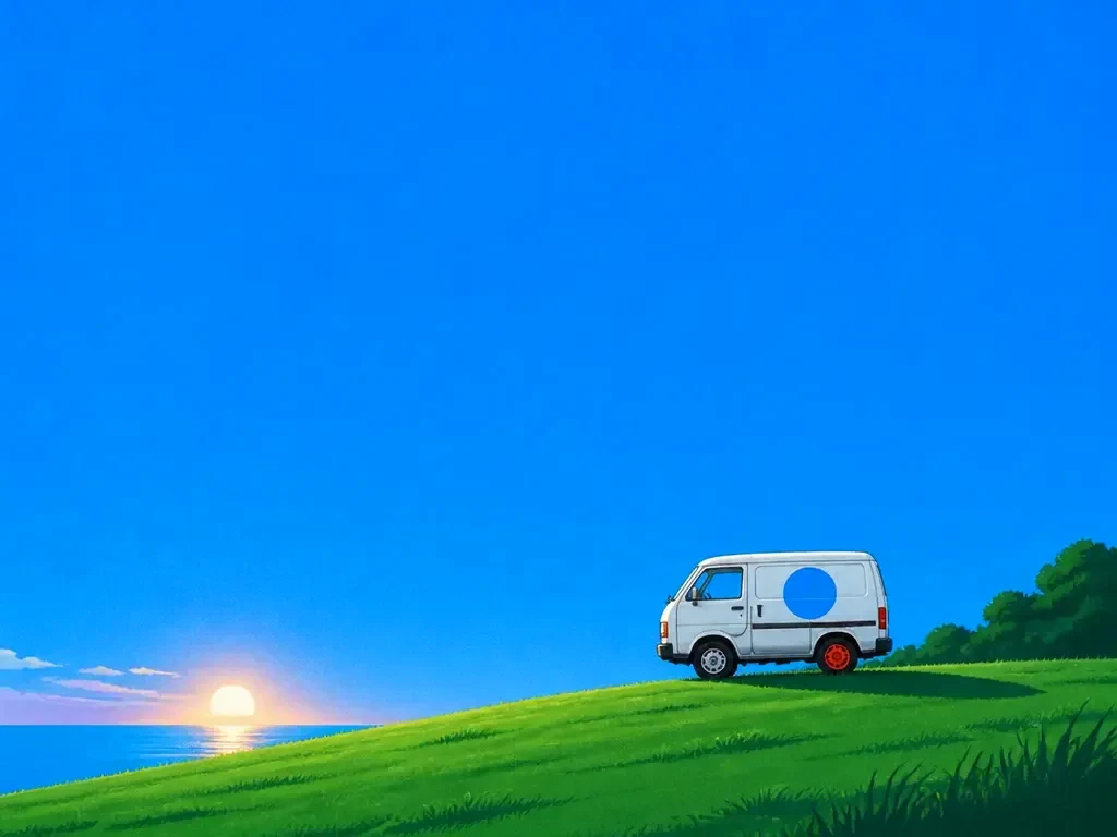 A van with a new logo on its side