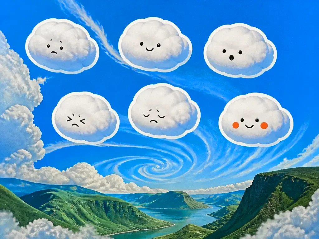 A sticker sheet of one character's expressions