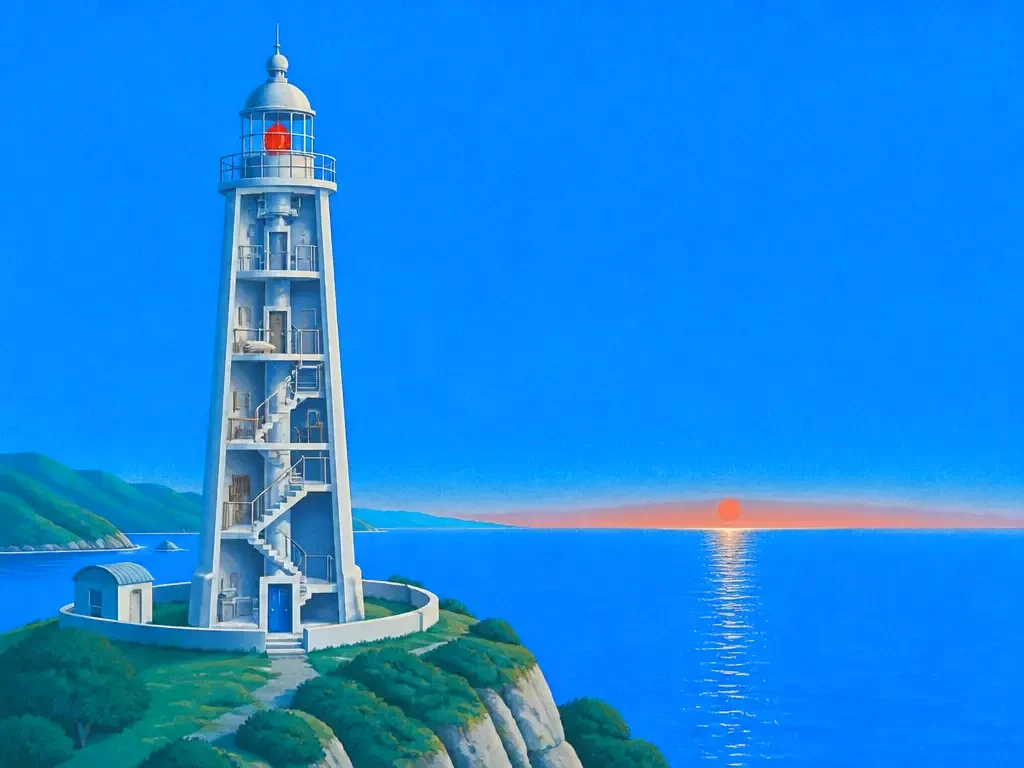 A cutaway lighthouse with every room in place