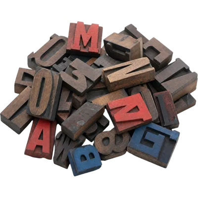 A pile of letterpress type blocks