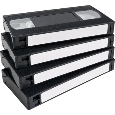 A stack of VHS tapes