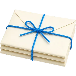 A bundle of letters tied with blue string