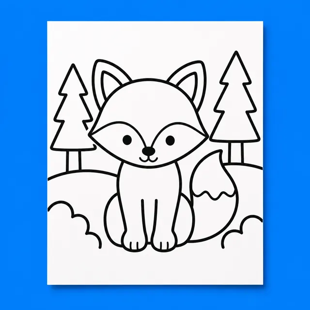 A simple fox coloring page for toddlers