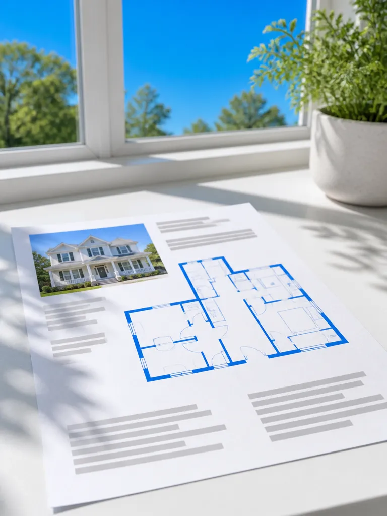 A printed floor plan on a property listing sheet