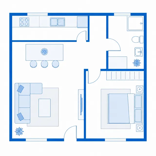 The flat with a separate kitchen