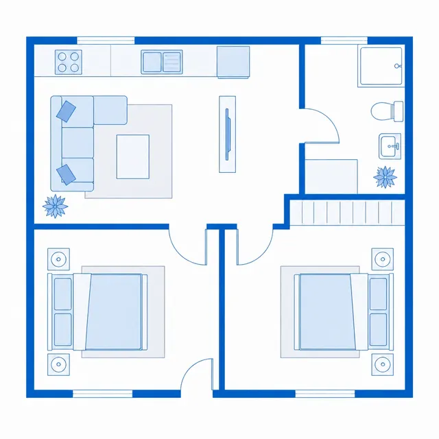 The flat with two bedrooms