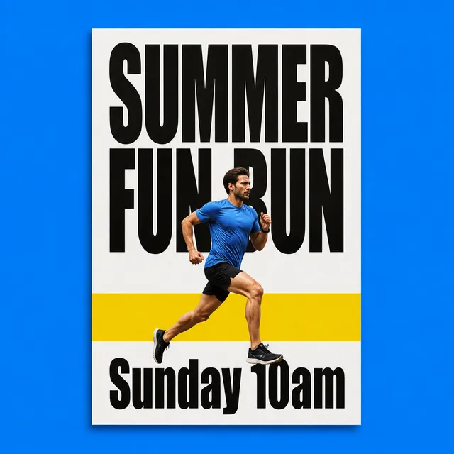 The fun run flyer in a bold style