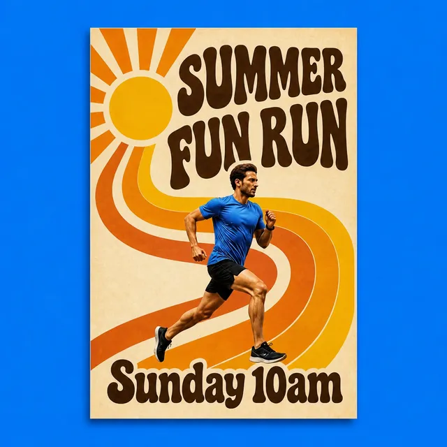 The fun run flyer in a retro style