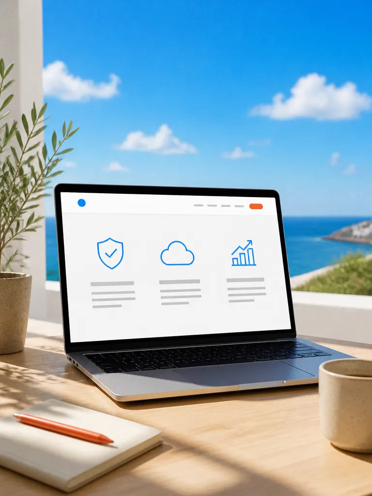 A website feature section with three line icons