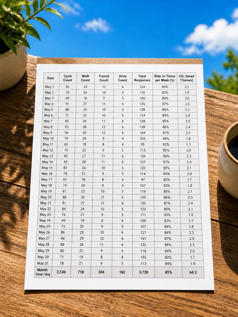 A printed spreadsheet of survey numbers on a table