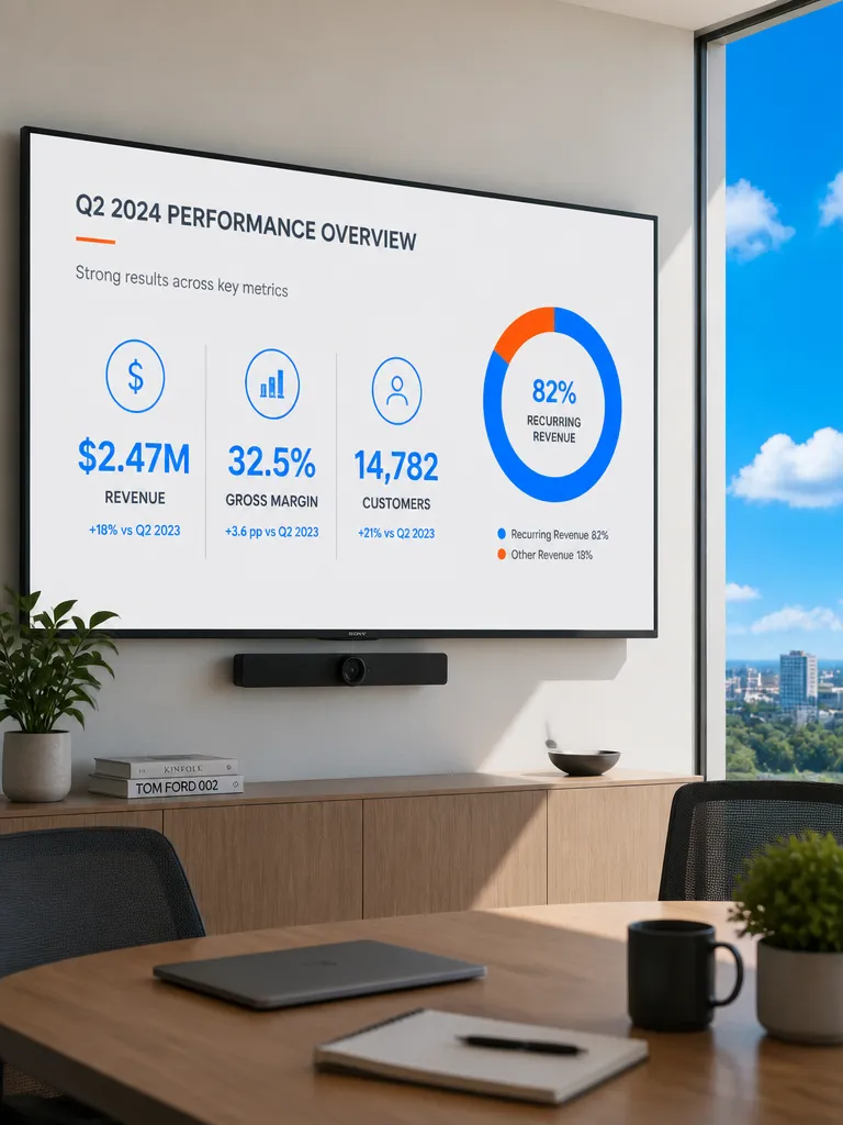 An infographic slide on a meeting room screen