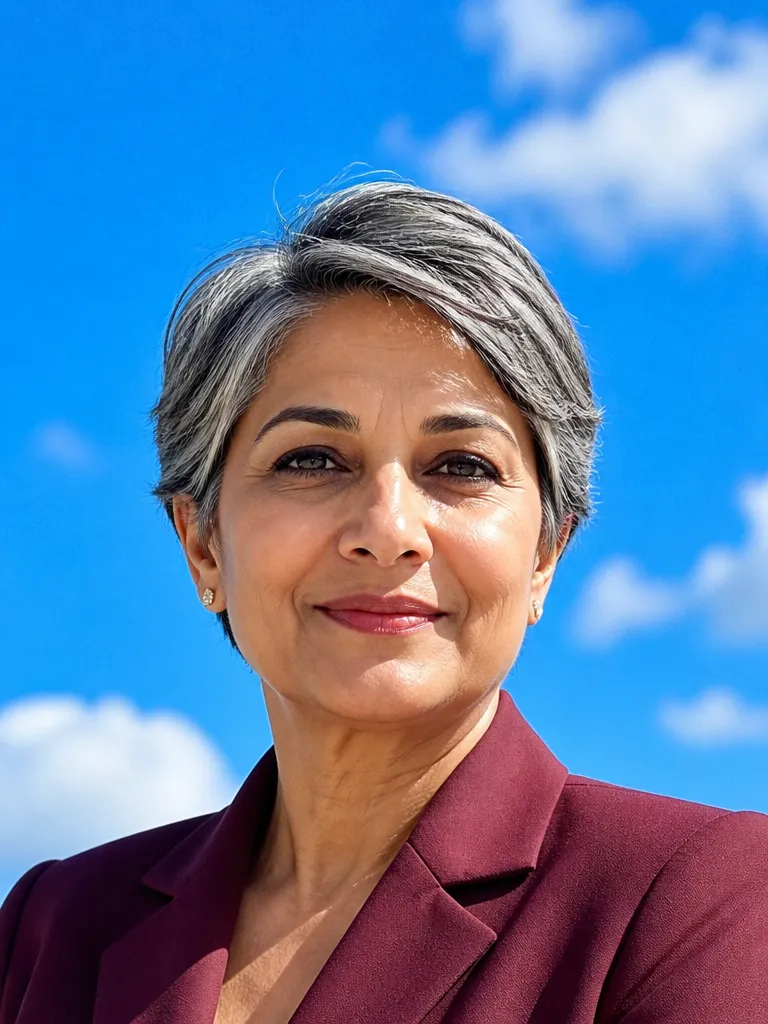 A LinkedIn headshot of a woman in a burgundy blazer