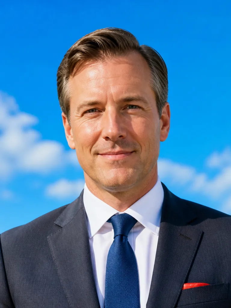 A headshot of a finance director in a suit