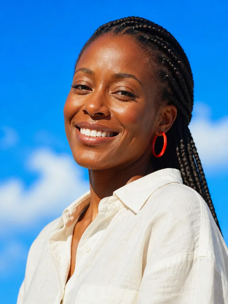 A headshot of a creative director in a linen shirt