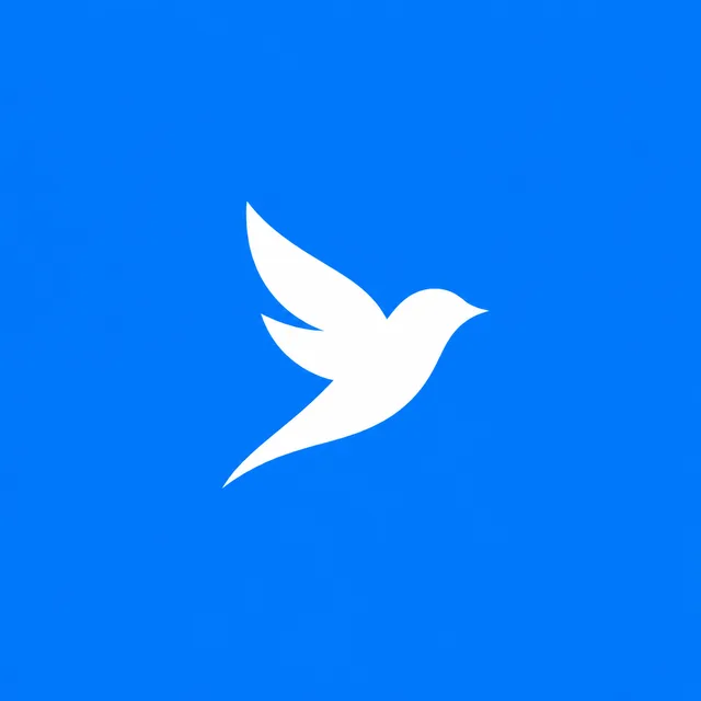 A bird logo as a flat white shape