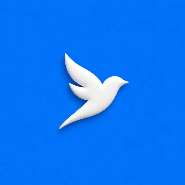 A bird logo as a soft white 3D object