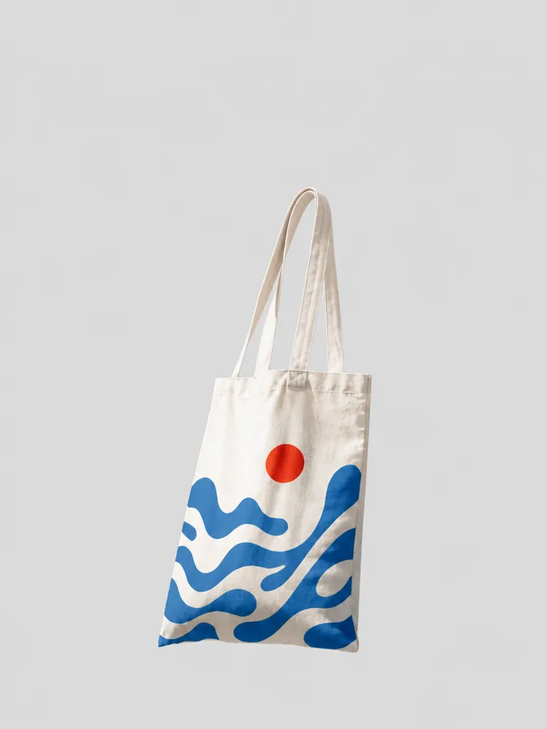 A tote bag on a plain grey background