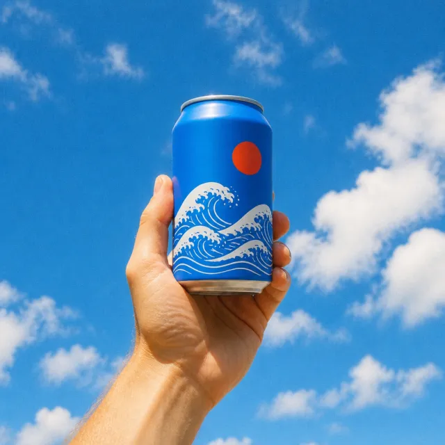 The can held in a hand