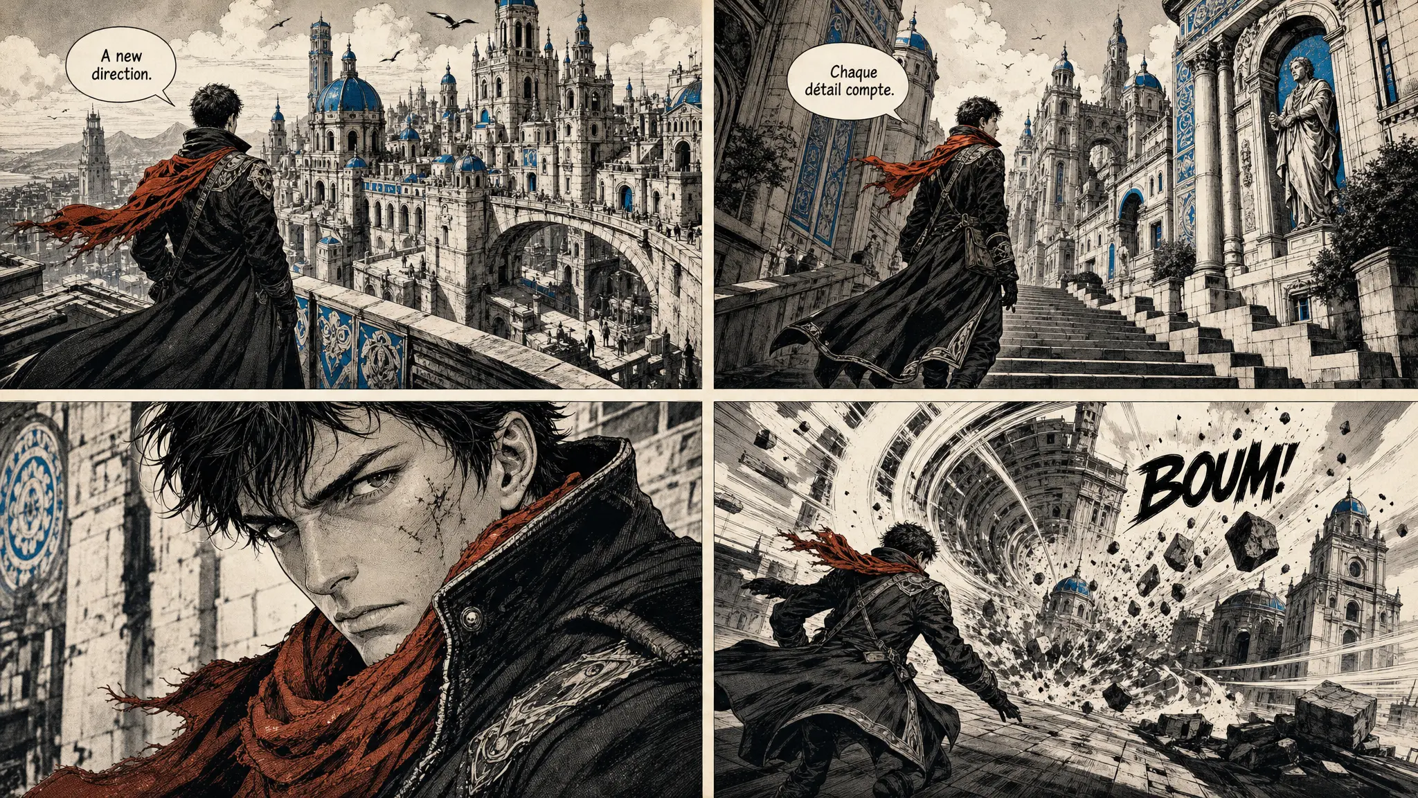 An original graphic novel with crisp English and French dialogue