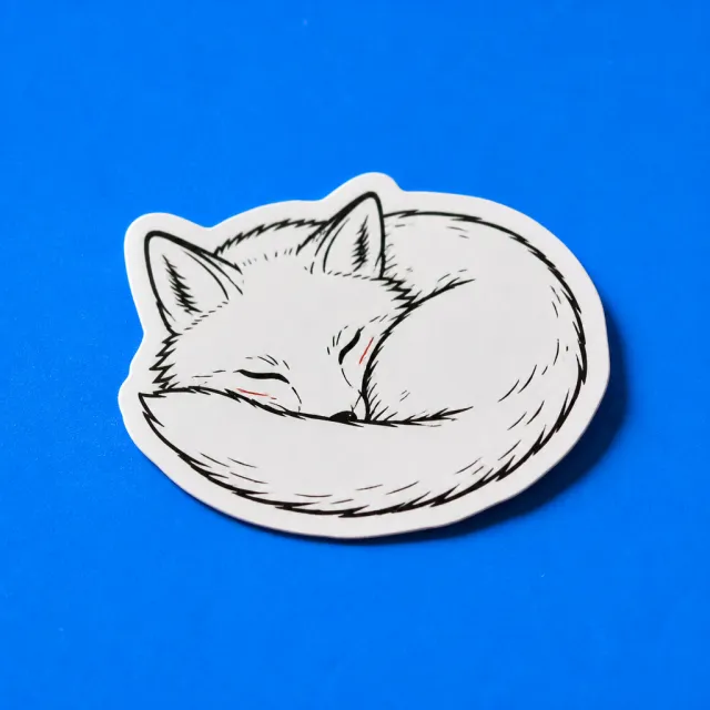 A line-art fox sticker