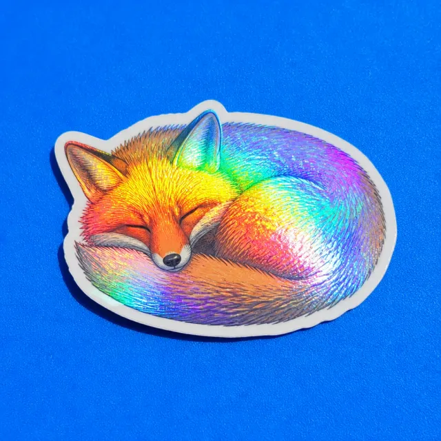 A holographic fox sticker