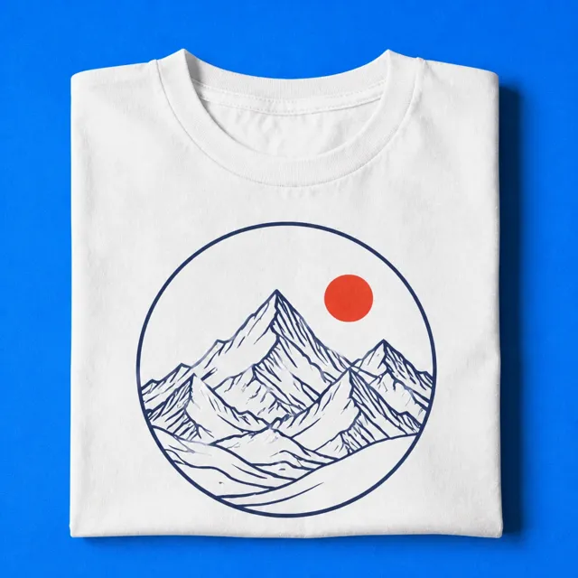 The mountain design on a white t-shirt