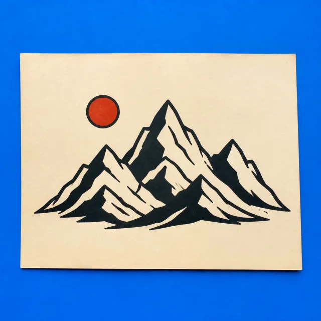 A mountain tattoo design in American traditional
