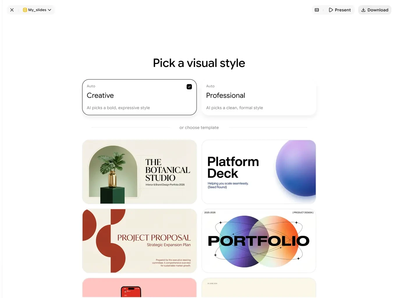Pick A Visual Style